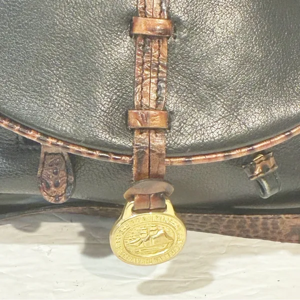 Brahmin Vintage Black Soft Leather Brown Trim Shoulder Bag - Image 2