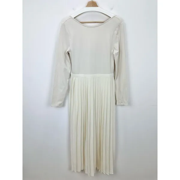 J.Crew Pleated Ballet Maxi Dress Stretch Cotton Natural Long Sleeve Medium NWT - Image 3