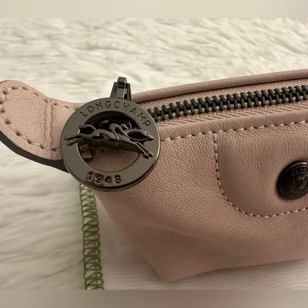 New Longchamp Le Pliage‎ Pale Pink Leather Coin Purse - Image 3