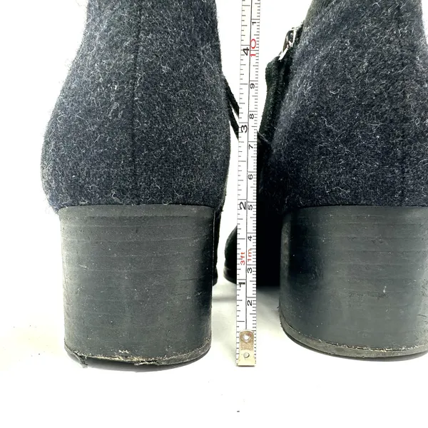 Toms Size 6.5 Boots Black 2"‎ Heel Side Zip Pointed Toe Leather Suede Workwear - Image 6