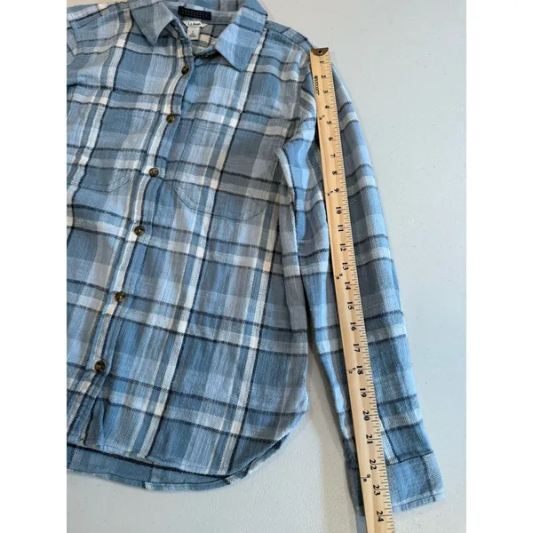LL Bean Flannel Shirt Women Small Button Up Tartan Plaid 100% Cotton Lumberjack - Image 4