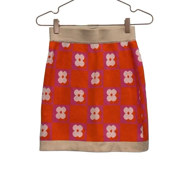 Flower Market Knit Mini Skirt - Orange Mod Floral × PepperMayo - Image 9