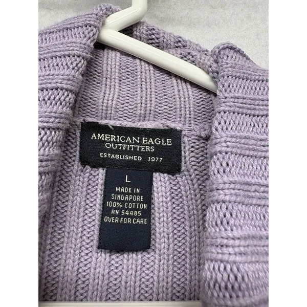 American Eagle Outfitters Purple Ribbed Knit Turtleneck Sweater Size Large Y2K - Image 3