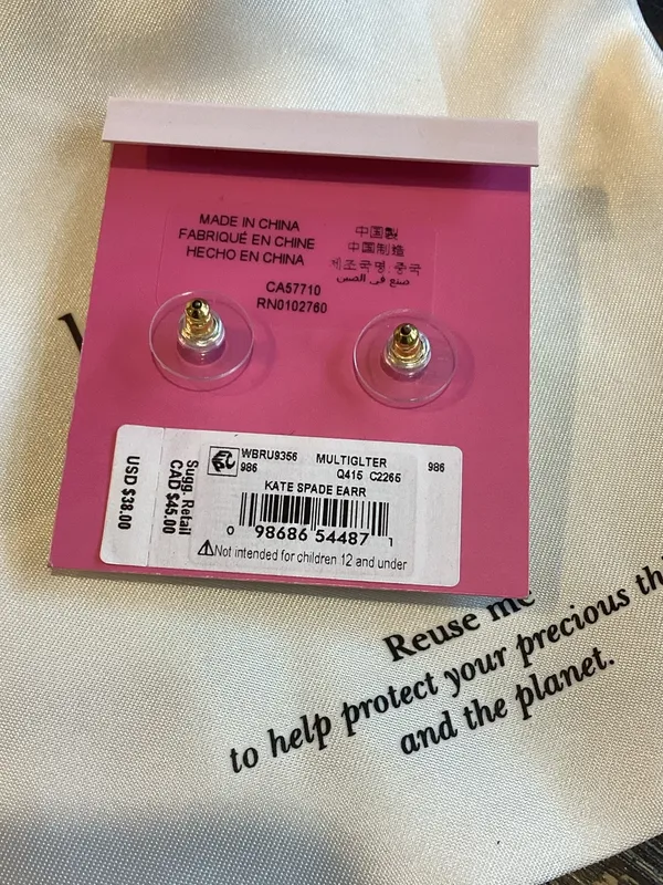 kate spade New York Multicolor Glitter Square Stud Earrings - Image 4
