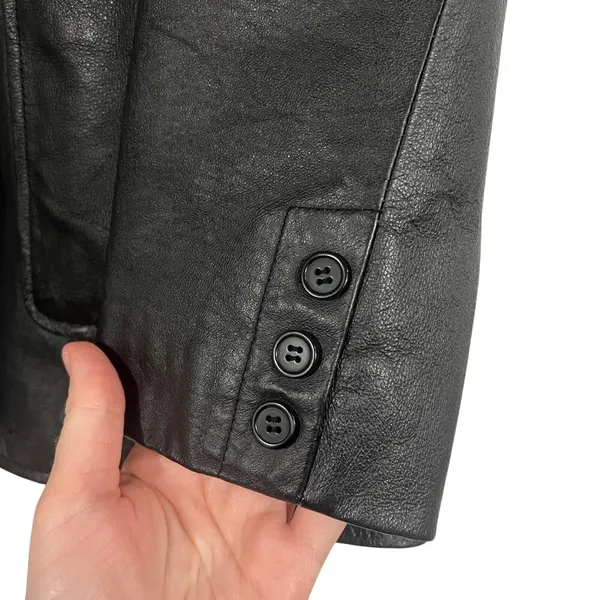 John Paul Richard Leather Womens‎ Blazer Black Genuine Leather Size 14 Classic - Image 3