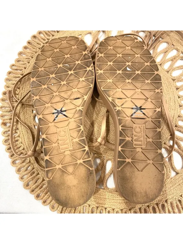 INC Rexile Neutral Lace-Up Flatform Sandals Size 9 Tan - Image 11