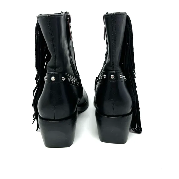 Sam Edelman size 5 black ankle boots‎ booties fringe studded side zip Bernie - Image 5