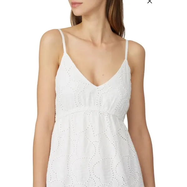 Minkpink White Nirvana Embroidered Leaf Swing Mini Dress XS - Image 4