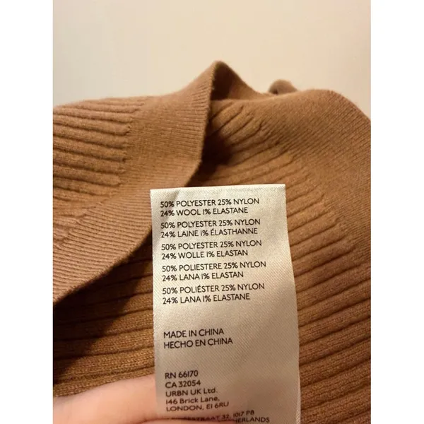 Anthropologie Wool Blend One Long Sleeve Ribbed Sweater Dress Turtleneck Size LP - Image 6