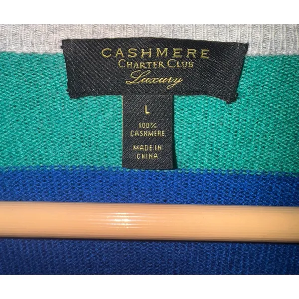 Charter‎ Club Cashmere Rainbow Sweater Women's Large Lightweight Soft Beach Cozy - Image 5