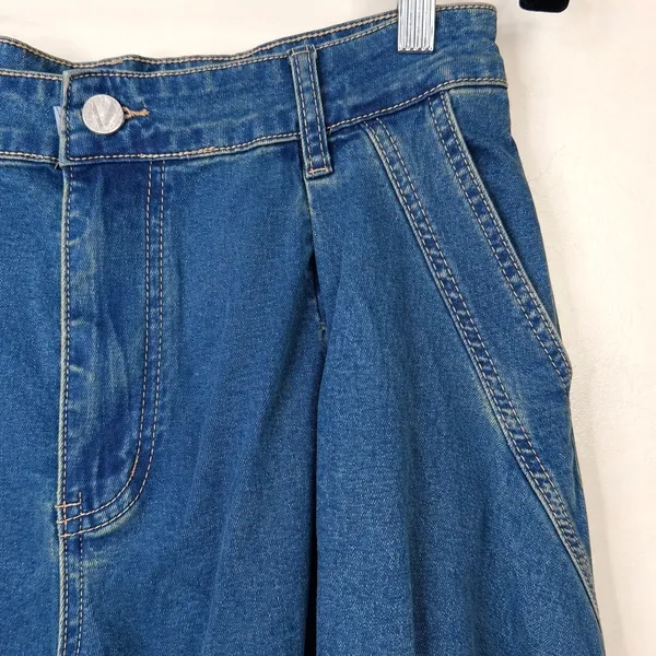 Boutique NWOT Ultra High Rise Extreme Wide Leg Flowy Boho Chic Jeans Medium - Image 5