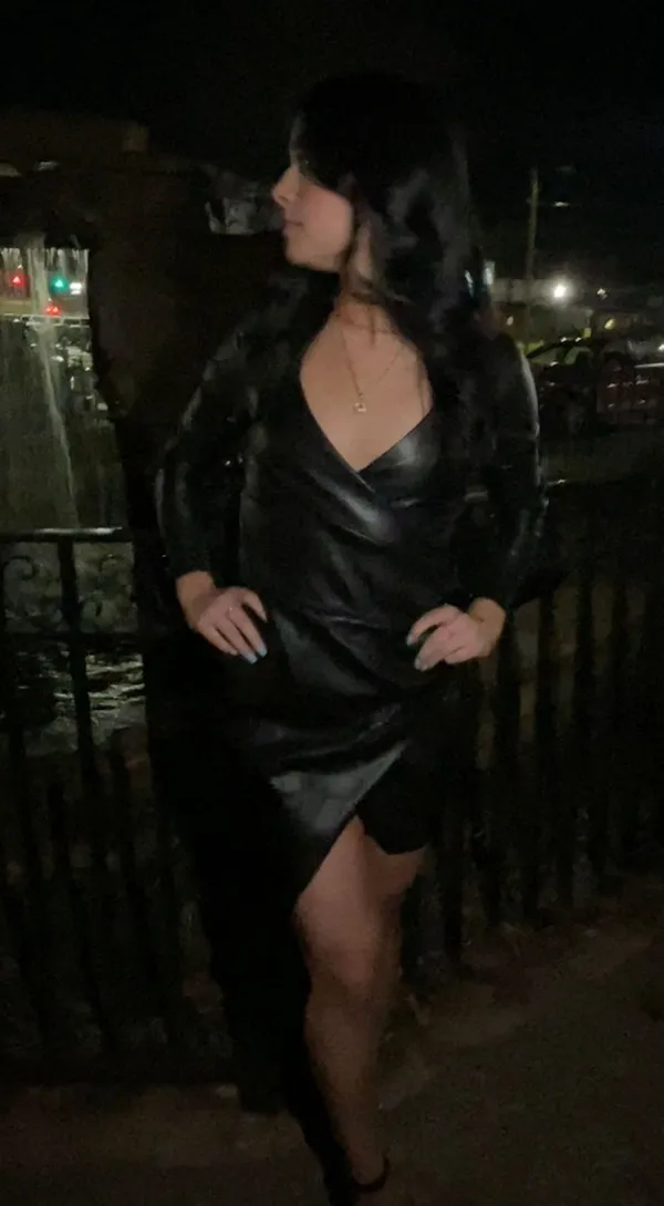 Hello Molly Black Leather Mini Dress - Image 2
