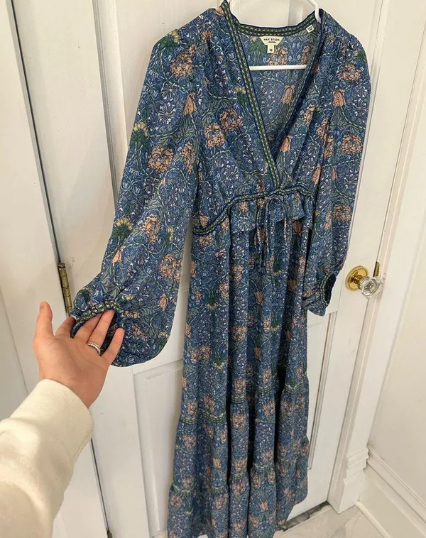 Floral patterned long sleeve dress • size XS • boho style • lightweight & flowy - Image 2