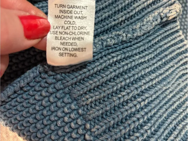 Source Unknown Two-Tone Blue Knit Mock Neck Sweater - Image 4