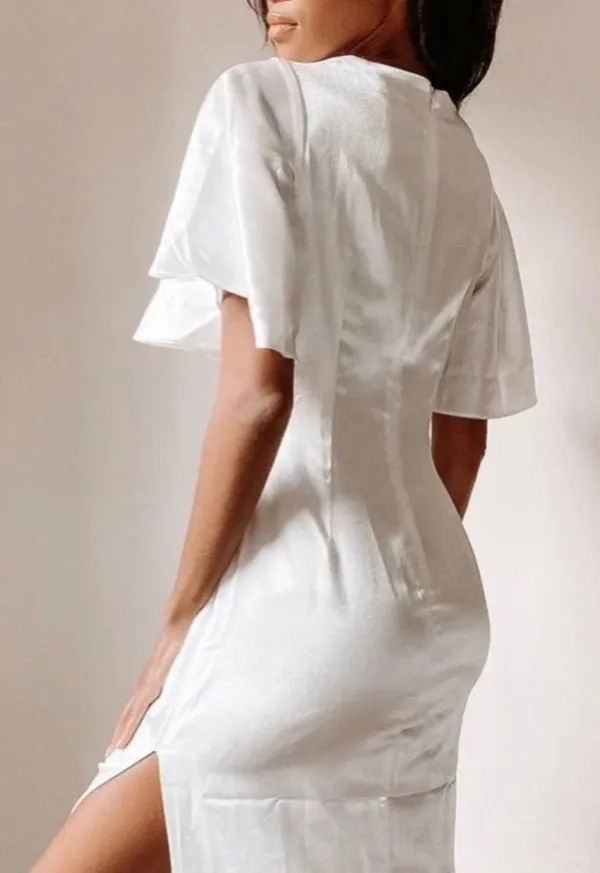 Lulus White silk prom dress - Image 4