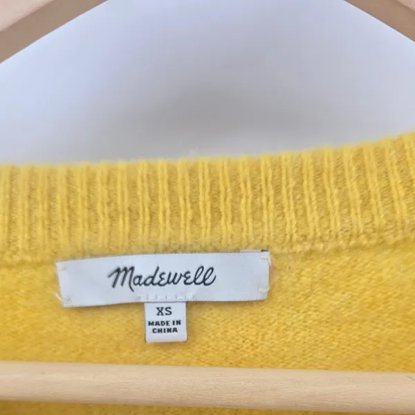 Madewell Sweater Womens XS Wool Alpaca Colorblock Stripe Yellow Multi EUC - Image 2