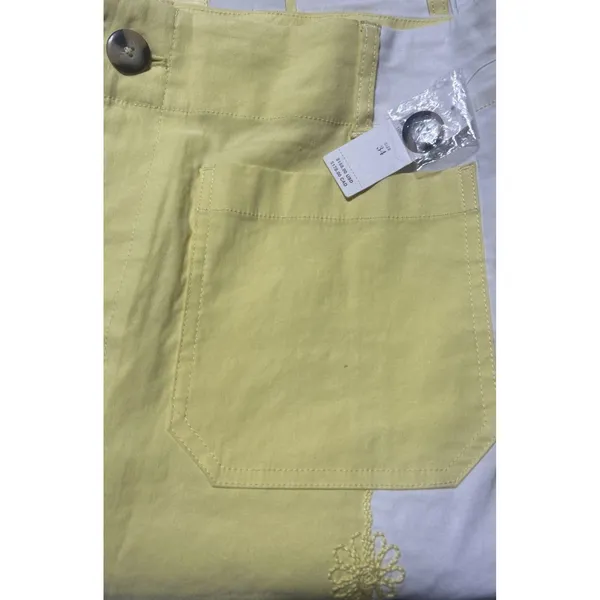 Anthropologie Maeve The Colette Cropped Wide Leg Pant Yellow Linen Size 34 NEW - Image 2