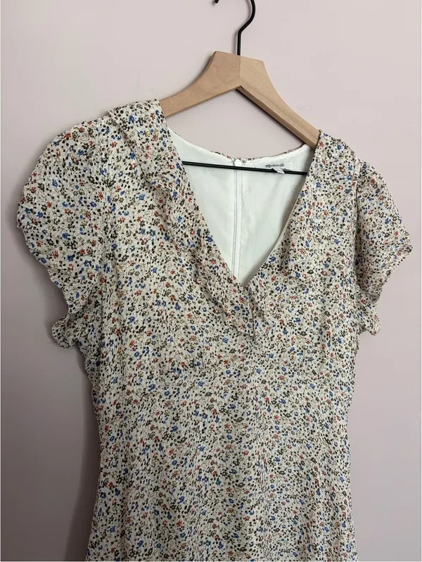 Madewell Silk Ruffle Neck Mini Dress - Image 4