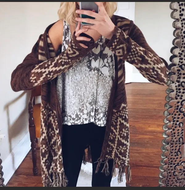 Aztec Cardigan Brown Size M - Image 7