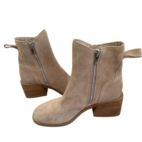 Steve Madden Ruthy Tan Suede Ankle Boots Block Heel Side Zip Size 7 - Image 4