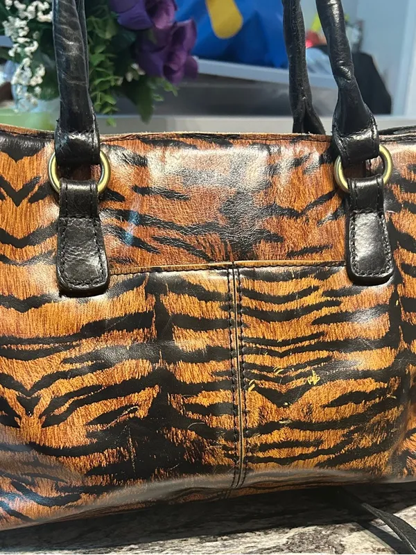 Patricia Nash Primrose Satchel in a tiger print leather. - Image 2
