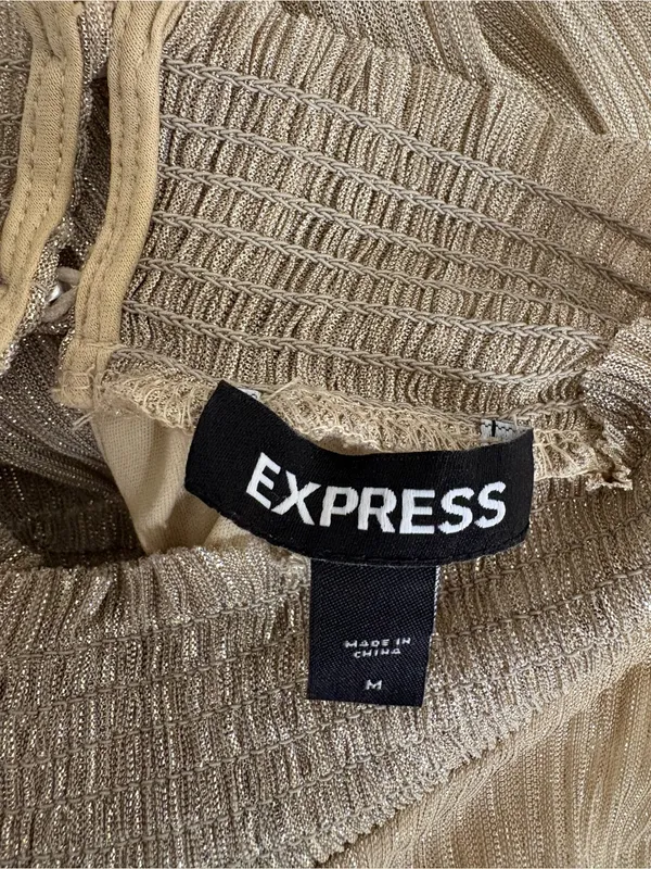 Express Metallic Gold Ruffled Mini Dress - Image 7