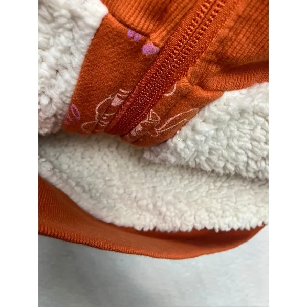 Disney‎ Sherpa Lined Zip-Up Hooded Sweatshirt Orange Goofy Womens Medium - Image 9