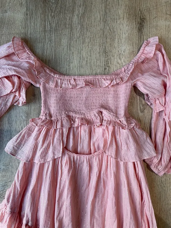 Spell & the Gypsy collective Blush Pink Off Shoulder Ruffle Maxi Dress Boho Romantic Sz S - Image 7