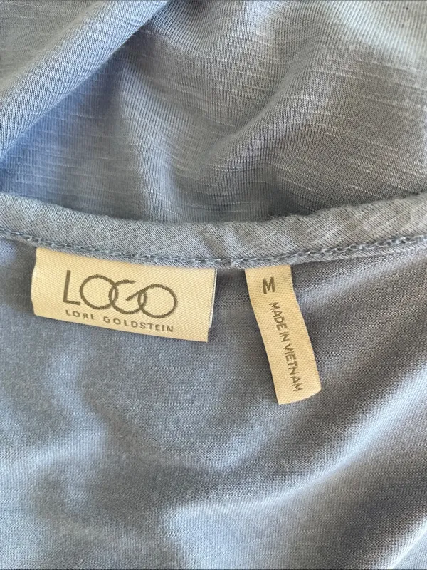 LOGO by Lori Goldstein Blue Sleeveless V-Neck Pocket Tank - Image 5