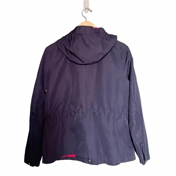LRL Lauren Ralph Lauren Jacket Medium Navy Red Hooded Lined Nautical Windbreaker - Image 3