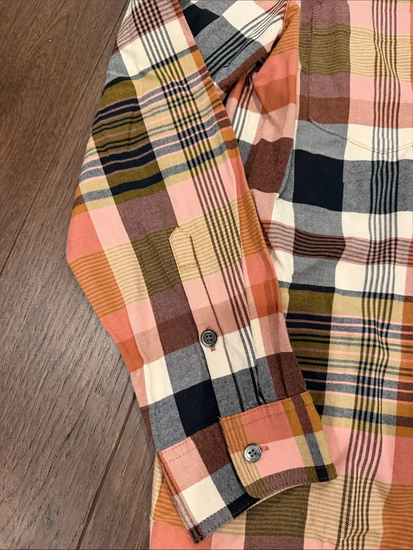 Madewell Pink, Brown, Cream Plaid Button-Down Shirt Women’s Size Medium - C1-616 - Image 4