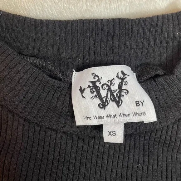 WHO WEAR WHAT WHEN WHERE Black Ribbed Mock Neck 3/4 Sleeve‎ Blouse Top XS - Image 2
