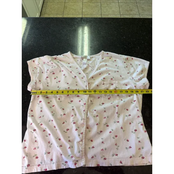 Oscar De La Renta Pajama Top Sz XL Pink Floral Cottage Core Top Only - Image 6