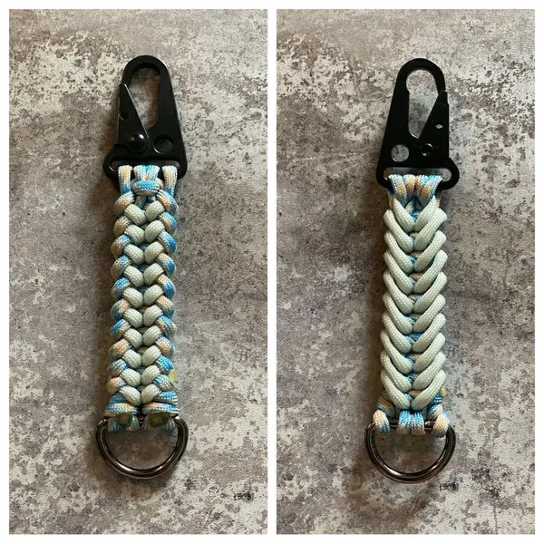 Paracord Keychain NEW Handmade USA North Carolina Blue Gray Sporty - Image 2