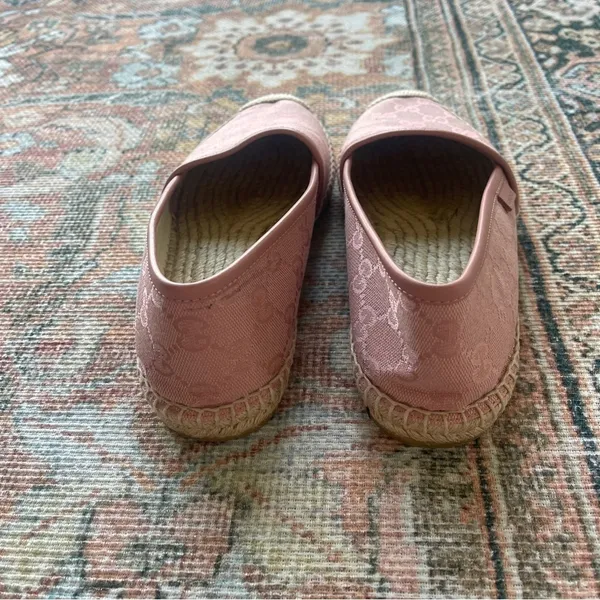 Gucci Pink‎ GG Logo Canvas Espadrilles - Image 4