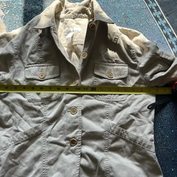 Jones New York Tan Utility Button-Up Collared Jacket Tailored SZ 12 Cargo Field - Image 12