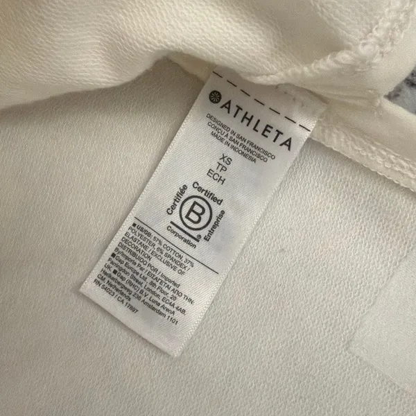 Athleta Retroterry V-Neck Cream White Sweatshirt Vest Tank Top Size XS - Image 4