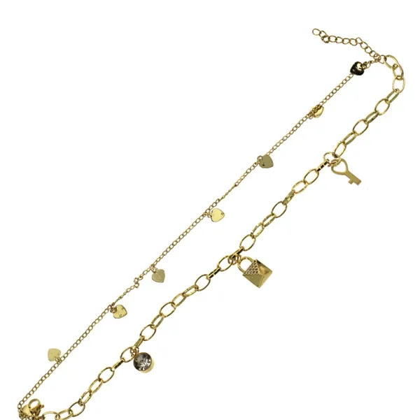 Gold Plated Key & Lock Charm Anklet - Image 3