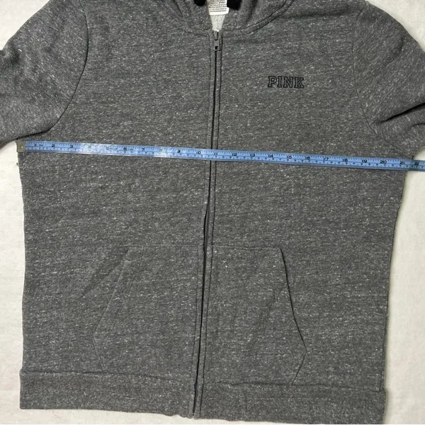 PINK Victoria's Secret Grey Full Zip Hoodie‎ Large Sweatshirt - Image 5
