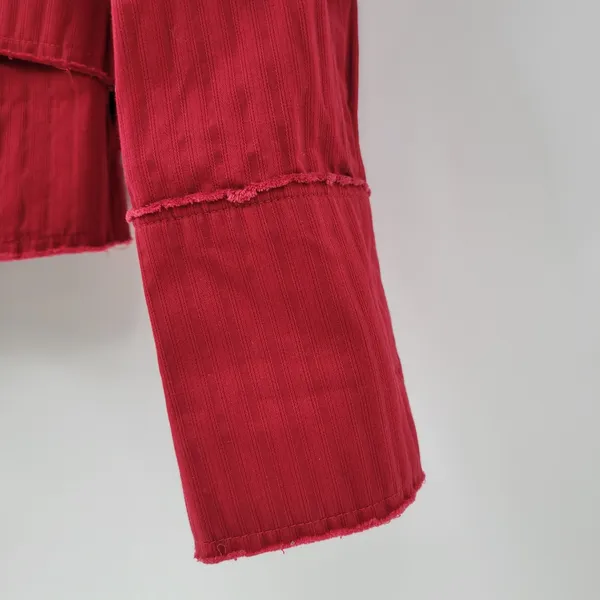 VTG 6 Degrees Y2K Cropped Jacket Juniors M Red Layered Ruffle Back Fitted Button - Image 16