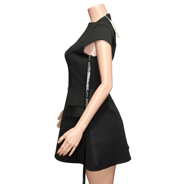 LEAU Cote Cap Sleeves Pocket Mini Dress, Black, Medium - Image 7