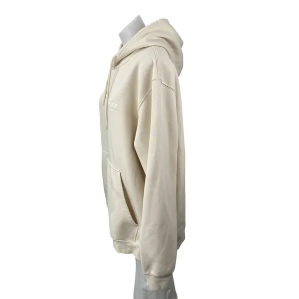 Adidas Cream Logo Long Sleeve Yoga Athletic Activewear Hoodie Sweatshirt Top XL - Image 3