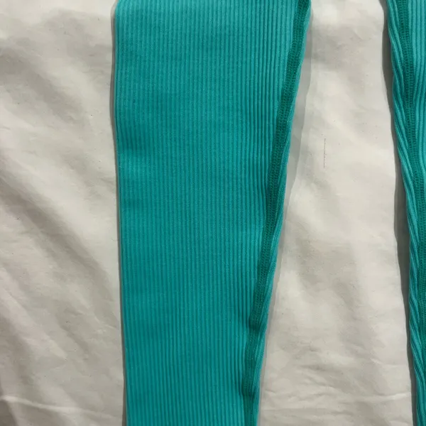 Teal Ribbed Sports Bra and Leggings Set - Image 3
