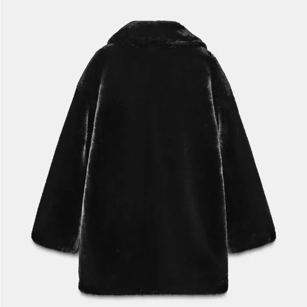 Zara NWT collared button front faux fur jacket coat - Image 6