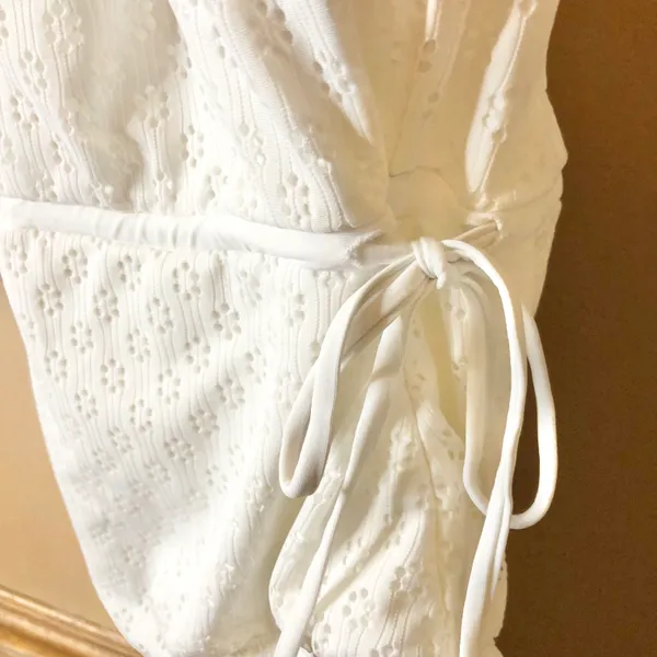 Sea Angel Bridal Florence Lace Eyelet Ruffle One Piece Swimsuit White Medium - Image 9