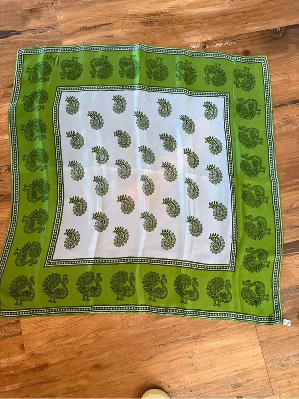 Vtg VERA Scarves By Vera Green 100% Silk Square Scarf 27” X 27” Made In Japan - Image 7