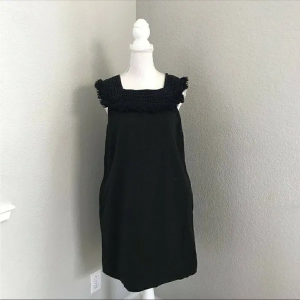 Madewell Black Sundream Fringe Cotton Shift Dress - Image 3