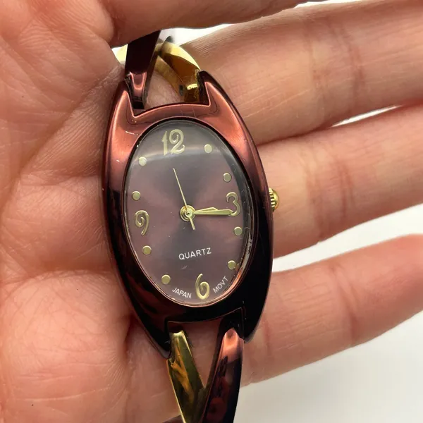 Women’s Gold & Metallic Brown Watch Working New Battery - Image 7