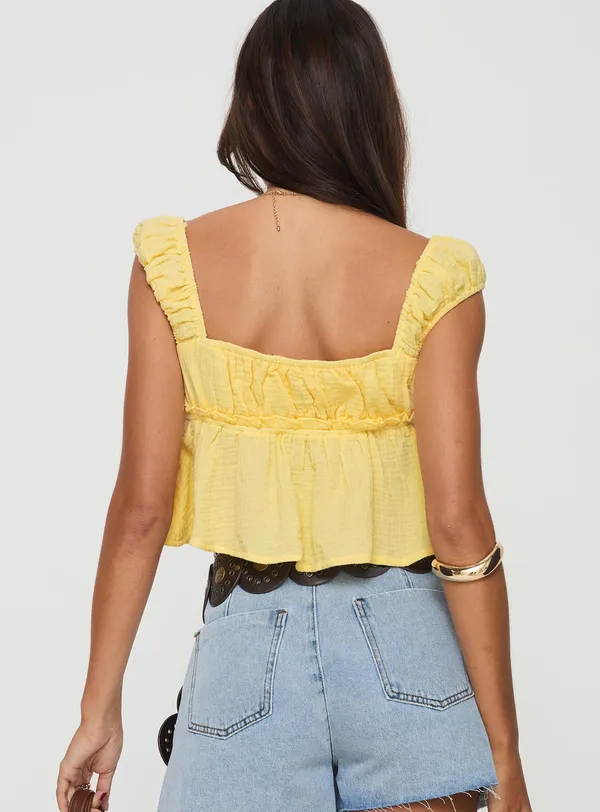 Princess Polly Yellow short sleeve crop top - Image 3