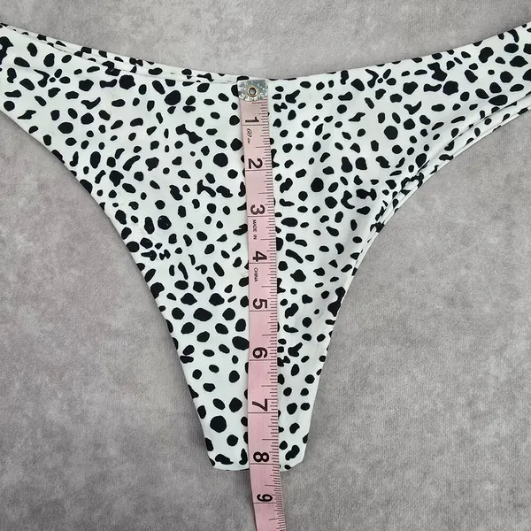 Black White Dots Thong Bikini Bottom Swimwear‎ Medium - Image 4